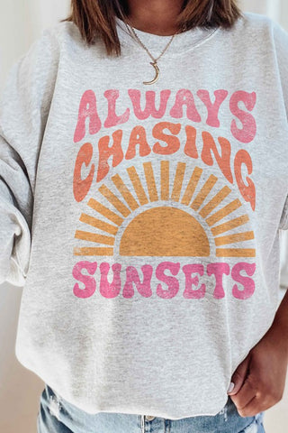 ALWAYS CHASING SUNSETS GRAPHIC SWEATSHIRT *Online Only* - Premium  at Lonnys NY - Just $66.63! Shop Womens clothing now 