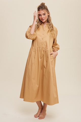Button Front Puff Sleeve Baby doll Maxi Dress *Online Only* - Premium dresses from Listicle - Just $83! Shop now 