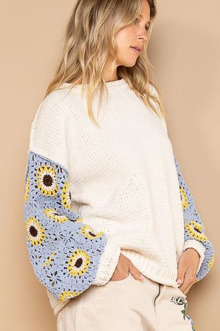 Contrast Square Pattern Sleeves Pullover Sweater *Online Only* - Premium  from POL - Just $101.55! Shop now at Lonnys NY