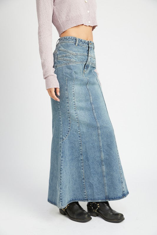 DENIM MAXI SKIRT *Online Only* - Premium Skirts from Emory Park - Just $89.63! Shop now at Lonnys NY