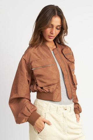 CROPPED BOMBER JACKET *Online Only* - Premium  at Lonnys NY - Just $104! Shop Womens clothing now 