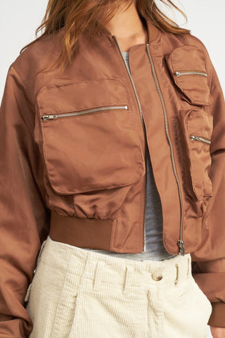 CROPPED BOMBER JACKET *Online Only* - Premium  at Lonnys NY - Just $104! Shop Womens clothing now 