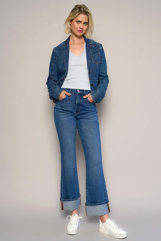 Cuffed Cropped High Rise Jeans *Online Only* - Premium clothing at Lonnys NY - Just $82! Shop Womens clothing now 