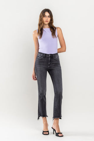 High Rise Raw Hem Crop Flare Jeans *Online Only* - Premium clothing at Lonnys NY - Just $90! Shop Womens clothing now 