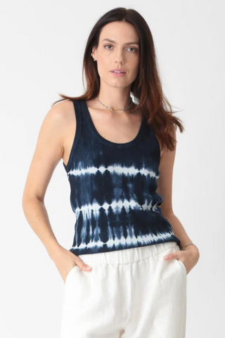 Electric & Rose Scoop Tank Linear - Indigo - Premium Shirts & Tops at Lonnys NY - Just $118! Shop Womens clothing now 