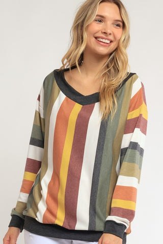 French Terry Wide V Sweatshirt *Online Only* - Premium clothing at Lonnys NY - Just $45! Shop Womens clothing now 