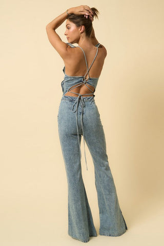 SIDE SLIT BACKLESS JUMPSUIT - Premium  at Lonnys NY - Just $125! Shop Womens clothing now 