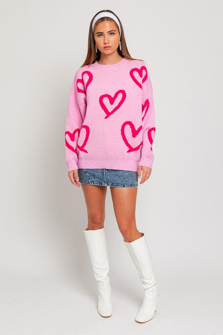 Long Sleeve Heart Sweater *Online Only* - Premium clothing at Lonnys NY - Just $55! Shop Womens clothing now 