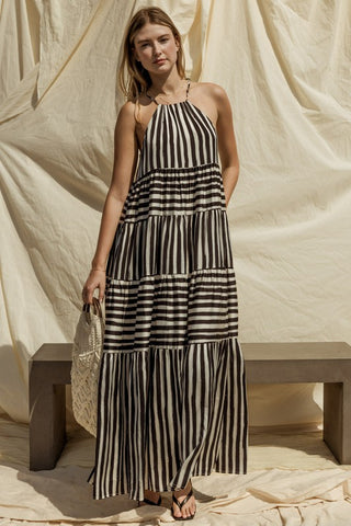 Sleeveless Stripe Tiered Maxi Dress *Online Only* - Premium dresses at Lonnys NY - Just $75.99! Shop Womens clothing now 