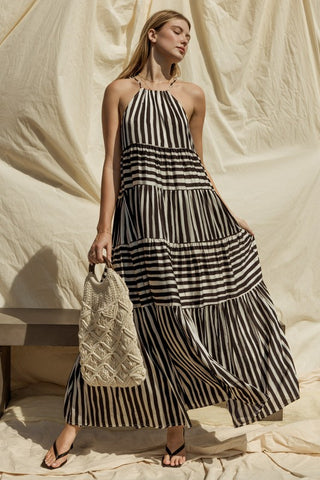 Sleeveless Stripe Tiered Maxi Dress *Online Only* - Premium dresses at Lonnys NY - Just $75.99! Shop Womens clothing now 