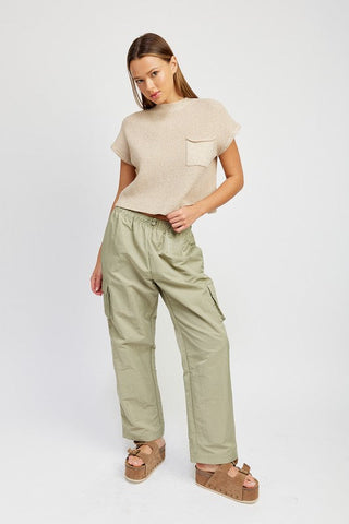 STRAIGHT LEG PANTS WITH ELASTIC WAIST BAND *Online Only* - Premium  from Emory Park - Just $90! Shop now 