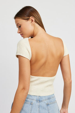 CAP SLEEVE TOP WITH OPEN BACK *Online Only* - Premium Shirts & Tops at Lonnys NY - Just $74! Shop Womens clothing now 