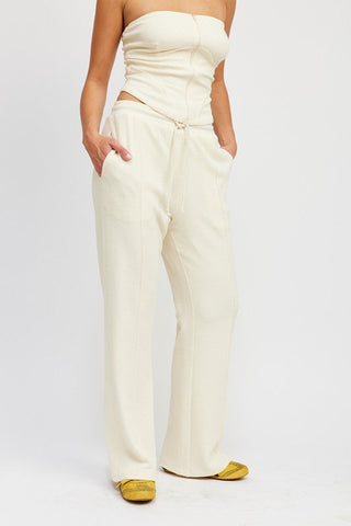 HIGH WAIST PANTS WITH DRAWSTRINGS - Premium  at Lonnys NY - Just $65! Shop Womens clothing now 