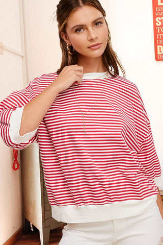 Crew Neck Stripe Short Sleeve Top*Online Only* - Premium tops at Lonnys NY - Just $45! Shop Womens clothing now 