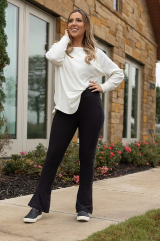 Flare Leggings With Pockets *Online Only* - Premium clothing at Lonnys NY - Just $45! Shop Womens clothing now 