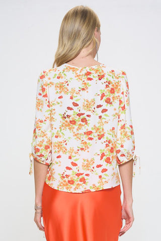 Made in USA Flower Print V neck Top *Online Only* - Premium  from Renee C. - Just $80! Shop now 