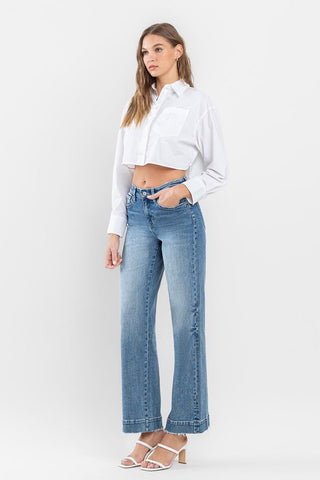 High Rise Wide Leg Jeans with Trouser Hem *Online Only* - Premium clothing at Lonnys NY - Just $98! Shop Womens clothing now 