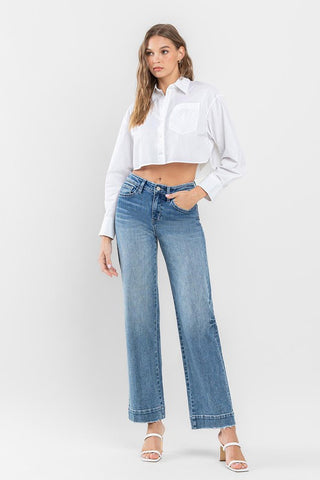 High Rise Wide Leg Jeans with Trouser Hem *Online Only* - Premium clothing at Lonnys NY - Just $98! Shop Womens clothing now 