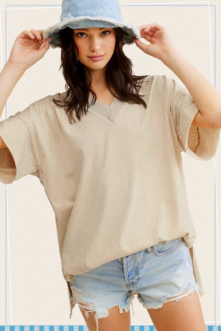 Mineral Washed Oversized Short Sleeve T-Shirt *Online Only* - Premium clothing at Lonnys NY - Just $50! Shop Womens clothing now 