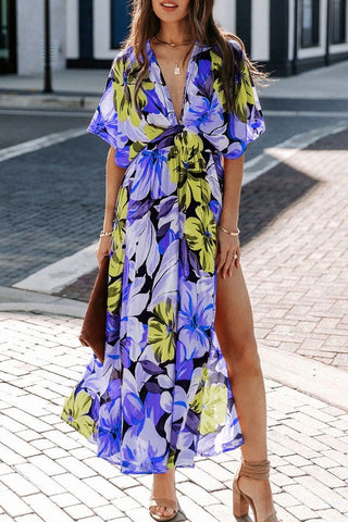 Floral Midi Slit Dress  *Online Only* - Premium dresses at Lonnys NY - Just $60! Shop Womens clothing now 