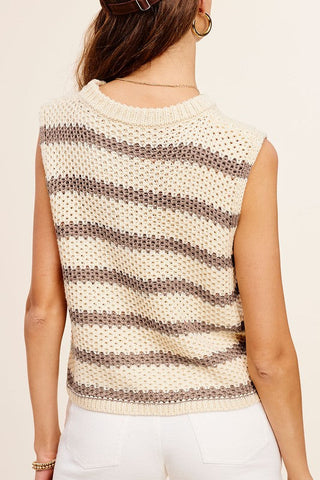 Chunky Stripe Sleeveless Sweater Top - Premium  from La Miel - Just $45! Shop now 