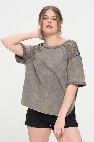 Fishnet Shoulder T-Shirt *Online Only* - Premium clothing at Lonnys NY - Just $85! Shop Womens clothing now 