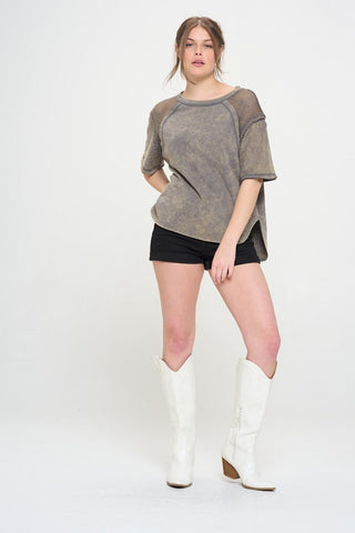 Fishnet Shoulder T-Shirt *Online Only* - Premium clothing at Lonnys NY - Just $85! Shop Womens clothing now 