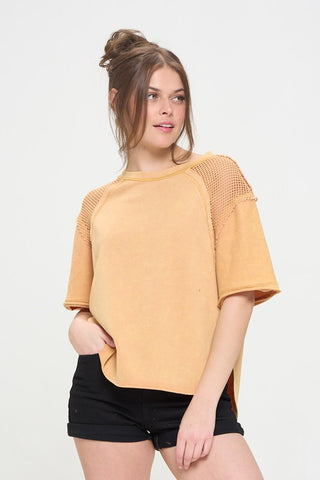 Fishnet Shoulder T-Shirt *Online Only* - Premium clothing at Lonnys NY - Just $85! Shop Womens clothing now 