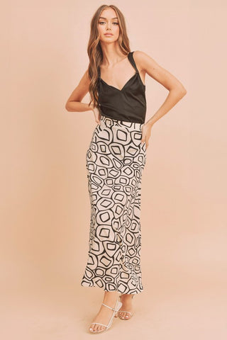 Olive Abstract Print Skirt *Online Only* - Premium clothing at Lonnys NY - Just $45! Shop Womens clothing now 