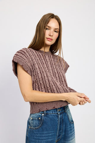 Cable Knit Short Sleeve Top - Premium clothing at Lonnys NY - Just $55! Shop Womens clothing now 