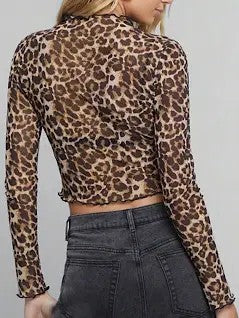 Mesh Leopard Crop Top *Online Only* - Premium clothing at Lonnys NY - Just $30! Shop Womens clothing now 