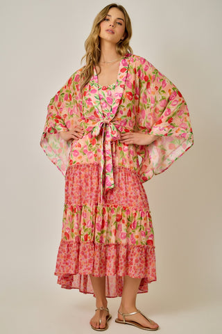 61 Jane Mixed Floral Tiered Skirt