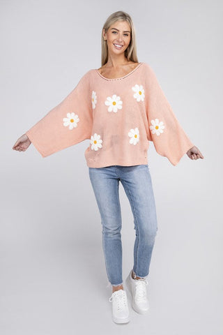 Flower Motif Sweater *Online Only* - Premium  from Nuvi Apparel - Just $45! Shop now 