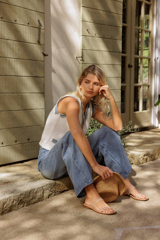 27 Miles Phaedra Denim Trim Tank Cardi