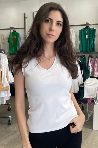 Femme Fatale V Neck Ribbed Tank - Premium Shirts & Tops at Lonnys NY - Just $55! Shop Womens clothing now 
