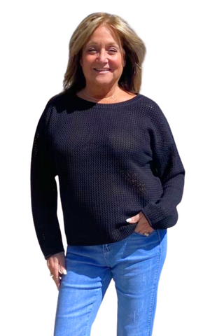 J Society Mesh Cropped Boatneck Sweater *FINAL SALE* - Premium Shirts & Tops at Lonnys NY - Just $73! Shop Womens clothing now 