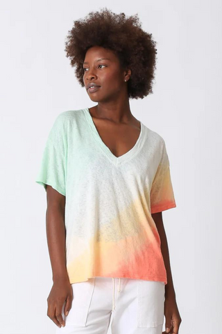 Electric & Rose Chase Slub V-Neck Tee - Watermelon Ombré - Premium Shirts & Tops at Lonnys NY - Just $158! Shop Womens clothing now 