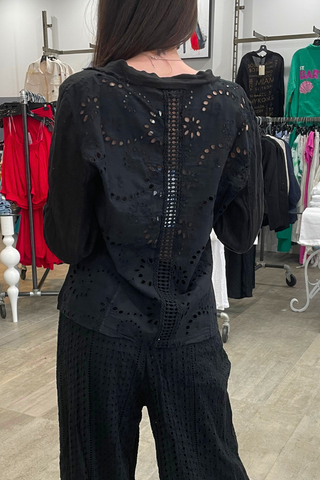 Tempo Paris Embroidered Lace Back Linen Jacket - Premium Jacket at Lonnys NY - Just $85! Shop Womens clothing now 