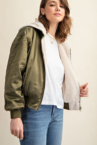 Reversible Fur Lined Bomber Jacket *Online Only* - Premium clothing at Lonnys NY - Just $85! Shop Womens clothing now 