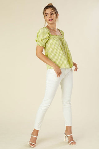 Smocked blouse with puff sleeve - Premium  from Lilou - Just $30! Shop now 