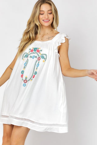 Embroidered Square Neck Mini Dress - Premium  at Lonnys NY - Just $65! Shop Womens clothing now 