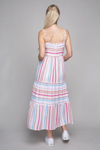 Striped Print Ruffle Hem Cami Dress  *Online Only* - Premium  at Lonnys NY - Just $42! Shop Womens clothing now 