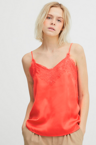 ICHI Ihtaia Silky Top with Lace - Premium Shirts & Tops from Ichi - Just $64! Shop now 