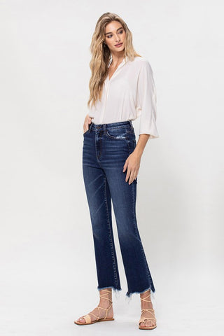 High Rise Distressed Hem Kick Flare Jeans *Online Only* - Premium clothing at Lonnys NY - Just $81! Shop Womens clothing now 