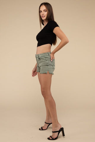 Acid Washed Frayed Hem Shorts *Online Only* - Premium clothing at Lonnys NY - Just $53! Shop Womens clothing now 