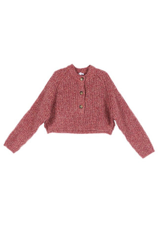 Melange Half Button Sweater *Online Only* - Premium clothing at Lonnys NY - Just $48! Shop Womens clothing now 