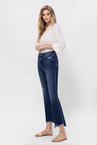 High Rise Distressed Hem Kick Flare Jeans *Online Only* - Premium clothing at Lonnys NY - Just $81! Shop Womens clothing now 