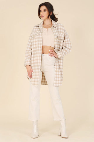 Check pattern long shacket - Premium  from Lilou - Just $75! Shop now at Lonnys NY
