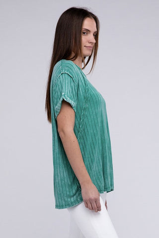 Ribbed Raglan Dolman Sleeve Boat-Neck Top - Premium  at Lonnys NY - Just $35! Shop Womens clothing now 