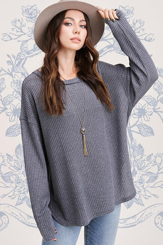 Long Sleeve Bree Waffle Top *Online Only* - Premium clothing at Lonnys NY - Just $39! Shop Womens clothing now 